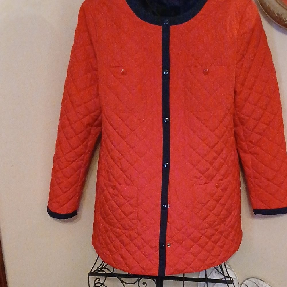 Talbots Extra Large Navy And Red Lightweight Quilted Jacket New Without Tags